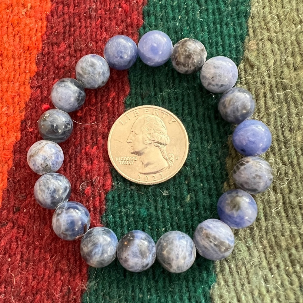 ❤️ 12mm Sodalite Gemstone Handcrafted Artisan Stretch Bracelet Southwestern - Picture 3 of 7